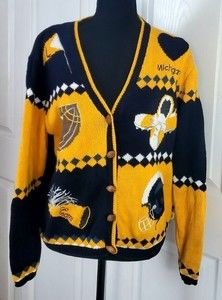 Christopher & Banks Black and Gold University-Themed Cardigan